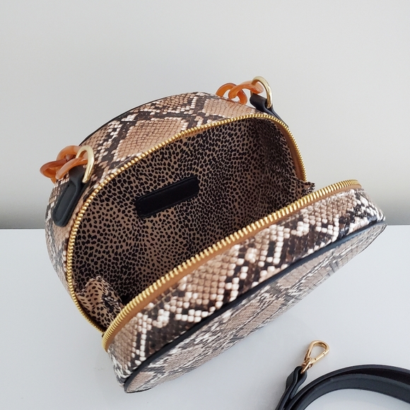 Snake Print Circle Crossbody Purse - Picture 6 of 8
